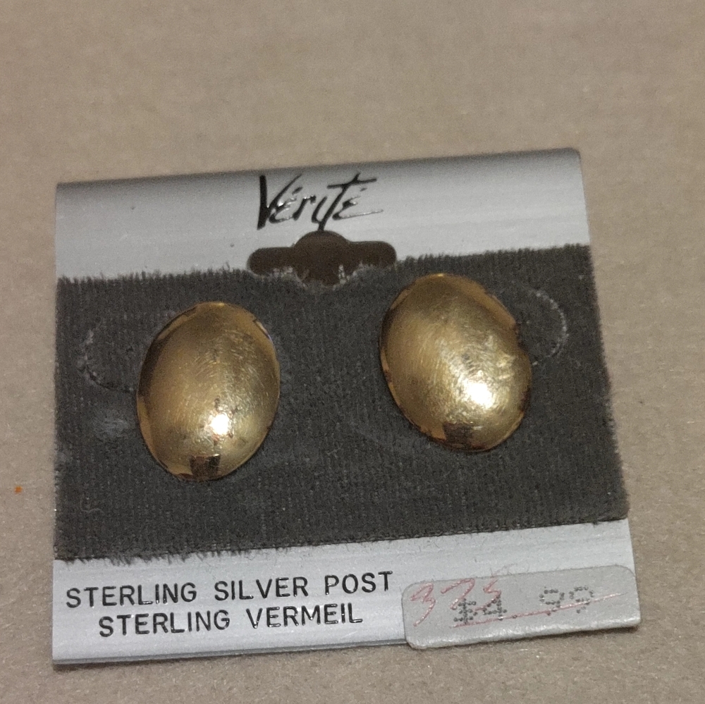 Verite Gold Sterling Silver Post Earrings New Ild Stock